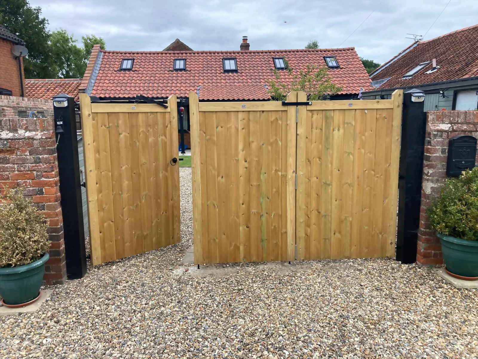 Bespoke timber driveway gates fitted in Norfolk
